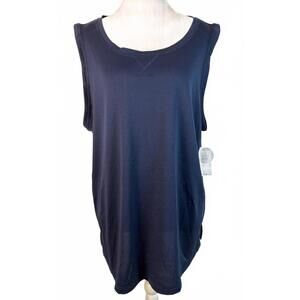 NWT Karen Scott Navi Blue Scoop Neck Short Sleeve T-Shirt L Moisture Wicking